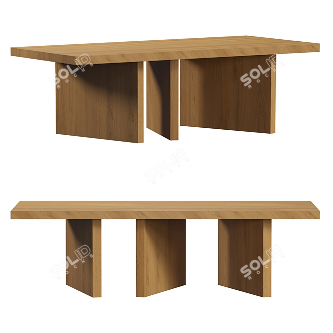 Striking Oslo Solid Wood Dining 3D model image 1