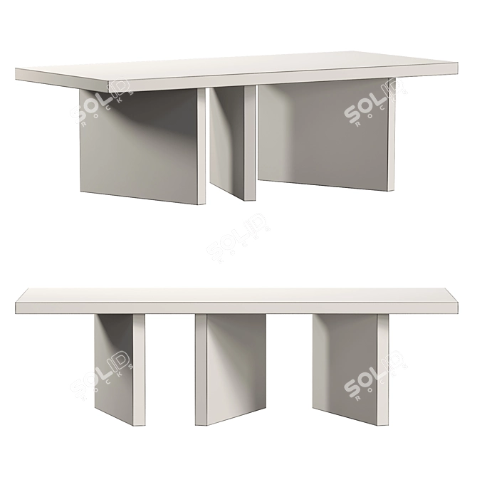 Striking Oslo Solid Wood Dining 3D model image 2