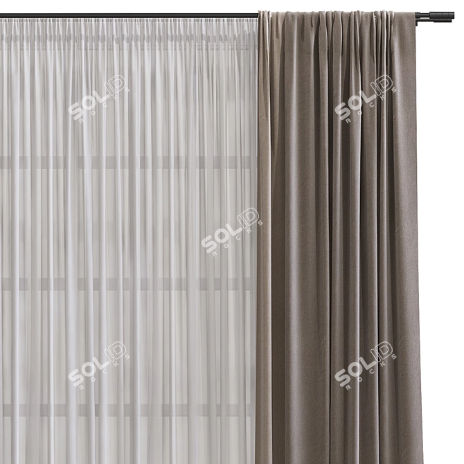 Folded & Retopologized Curtain 3D model image 3