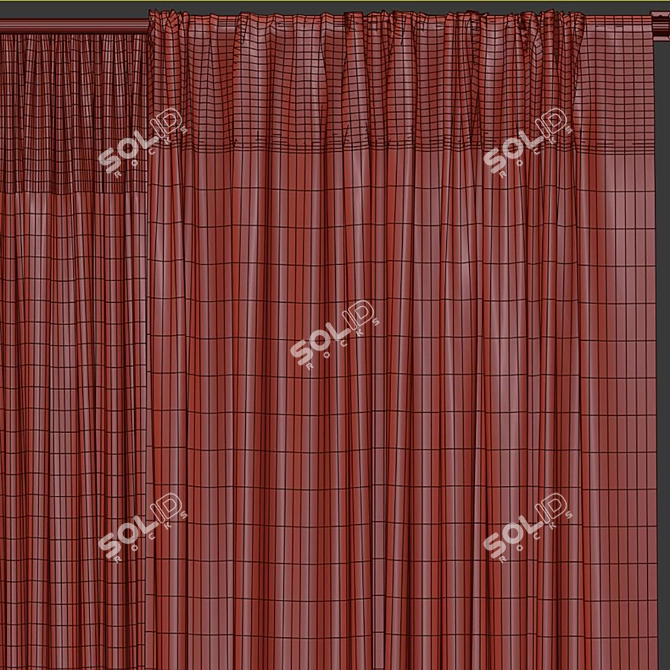 Folded & Retopologized Curtain 3D model image 5