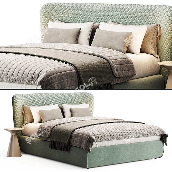 Modern Sleek Bolzan Bedframe 3D model image 1