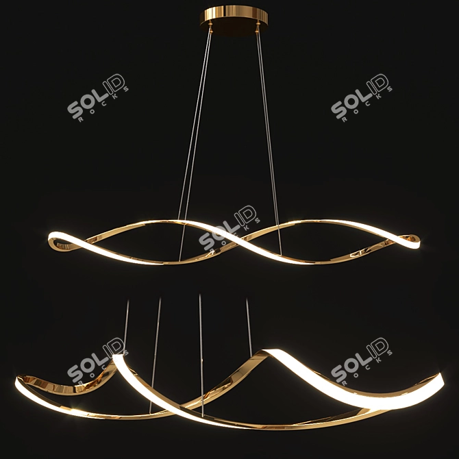 Golden Elegance Pendant 3D model image 2