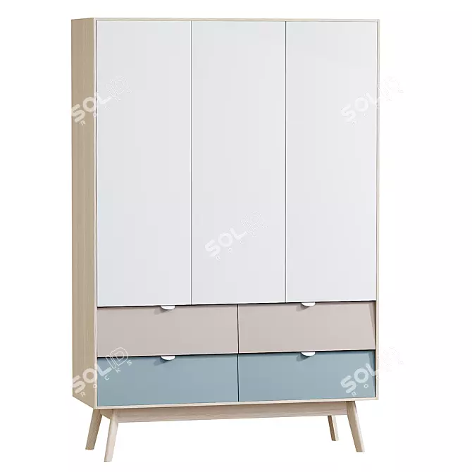 Lesli-3 Sky Wardrobe Furniture 3D model image 1