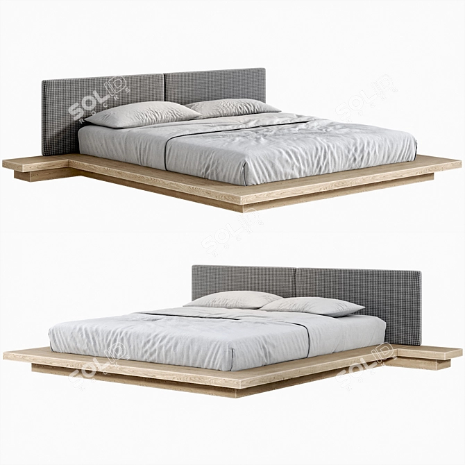 Modern Double Bed with Textures 3D model image 2