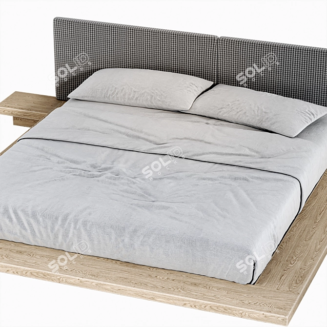 Modern Double Bed with Textures 3D model image 3