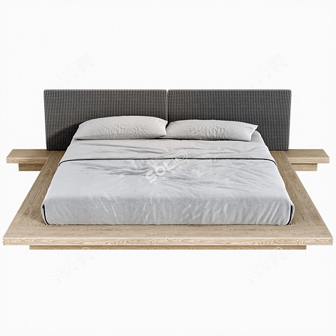 Modern Double Bed with Textures 3D model image 4