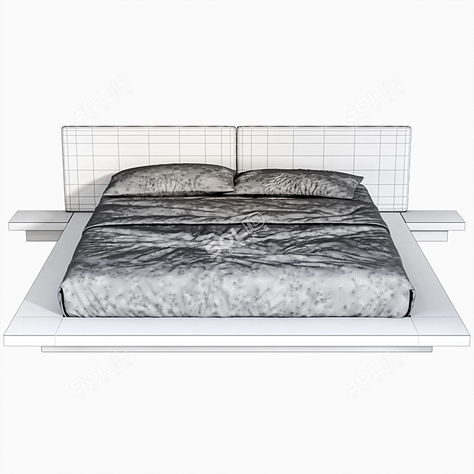 Modern Double Bed with Textures 3D model image 5