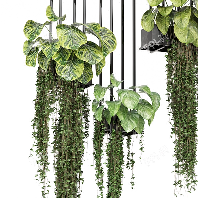 Metal Box Hanging Plants Set 3D model image 3