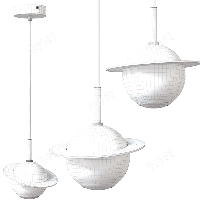 Modern Space Rings Pendant Light 3D model image 4