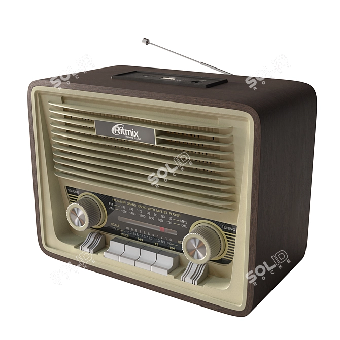 Vintage Style Radio RITMIX RPR-088 3D model image 1