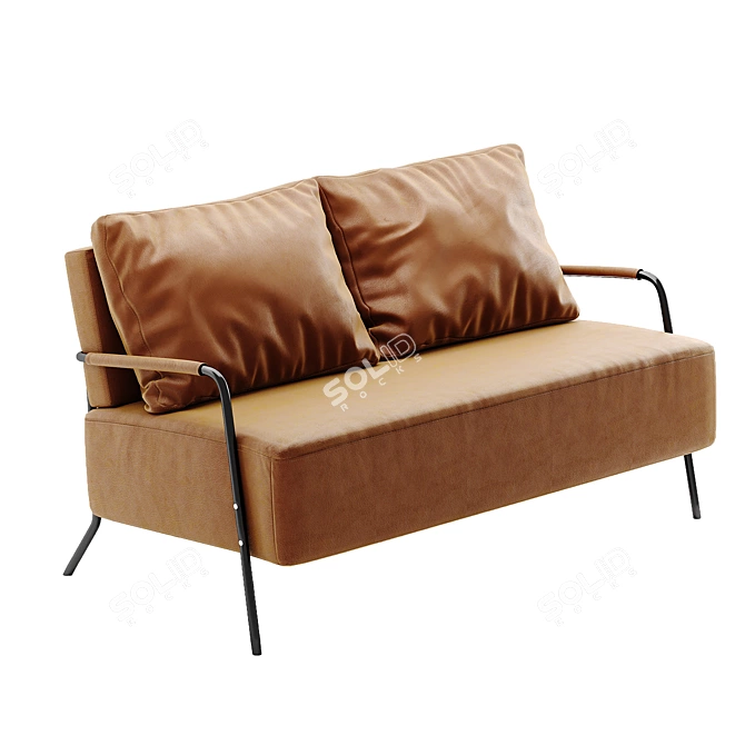 Stain-Resistant Faux Leather Love Seat 3D model image 1