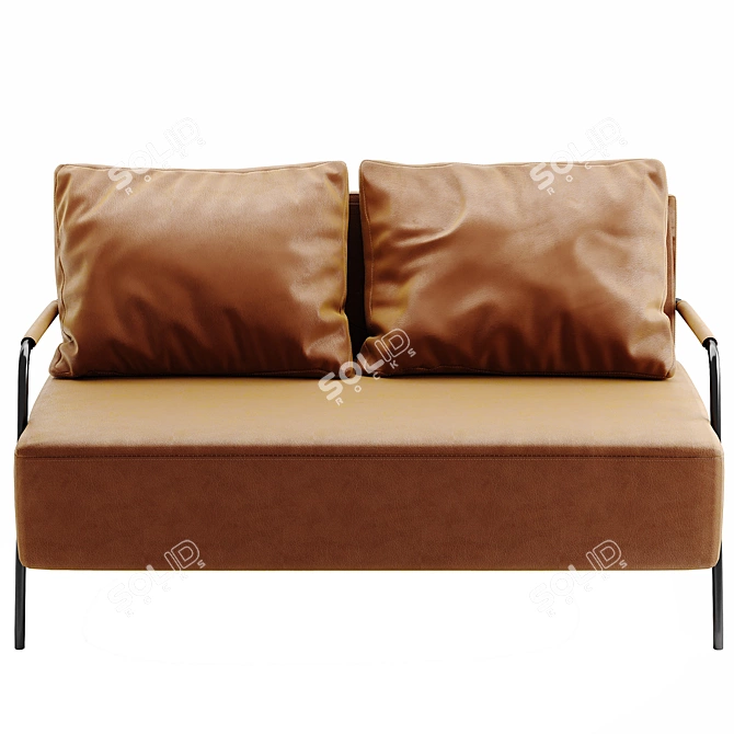 Stain-Resistant Faux Leather Love Seat 3D model image 2