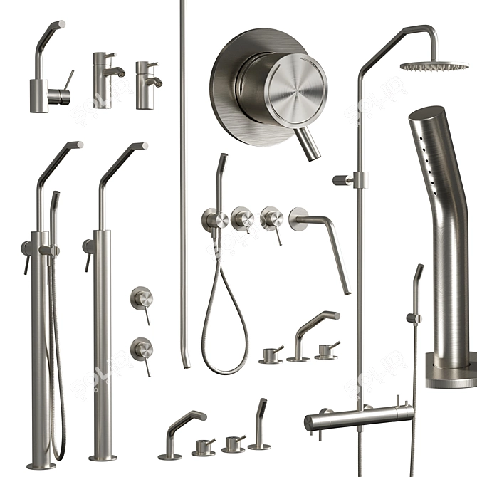 Modern Mina Bathroom Faucet Collection 3D model image 1