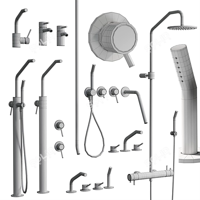 Modern Mina Bathroom Faucet Collection 3D model image 7