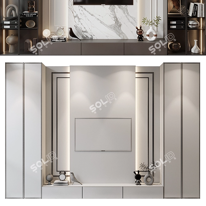  Modern TV Shelf Wall Decor 3D model image 2