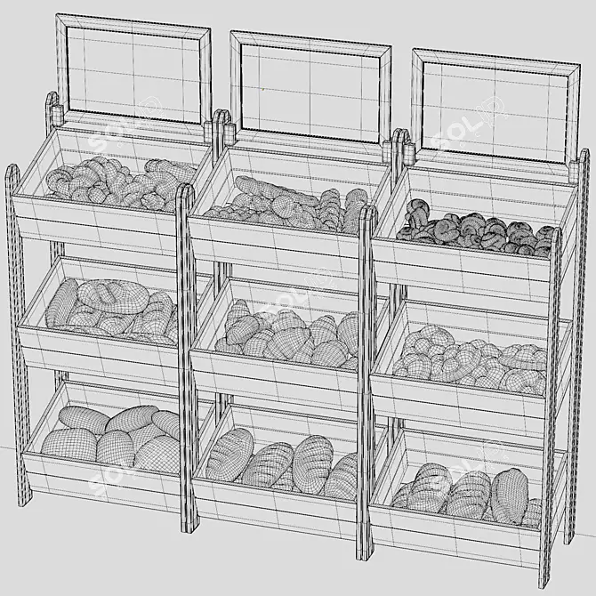 3-Tier Wooden Crate Display Stand 3D model image 8