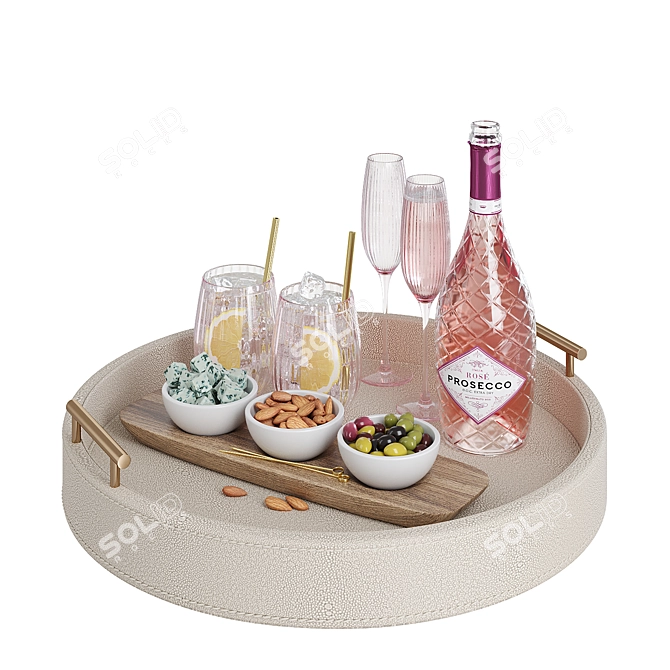 Elegant Prosecco Rosé Table Set 3D model image 1