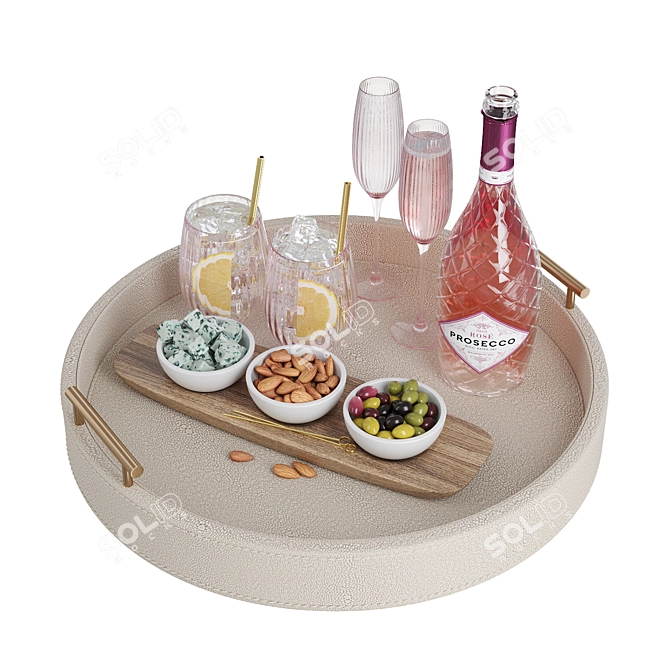 Elegant Prosecco Rosé Table Set 3D model image 2