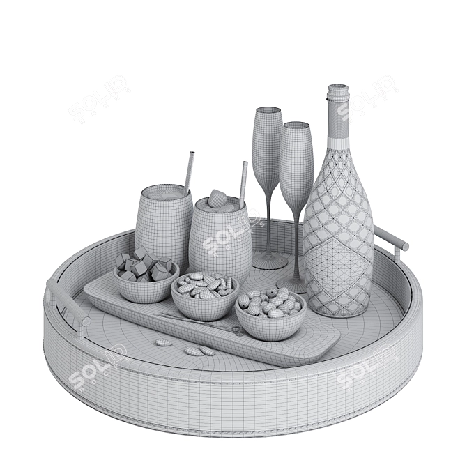 Elegant Prosecco Rosé Table Set 3D model image 3