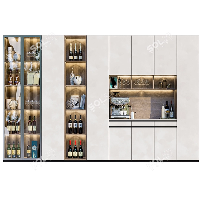 Storage Cabinet with Decor and Alcohol 3D model image 1