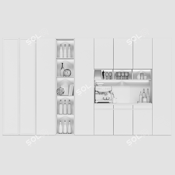 Storage Cabinet with Decor and Alcohol 3D model image 2