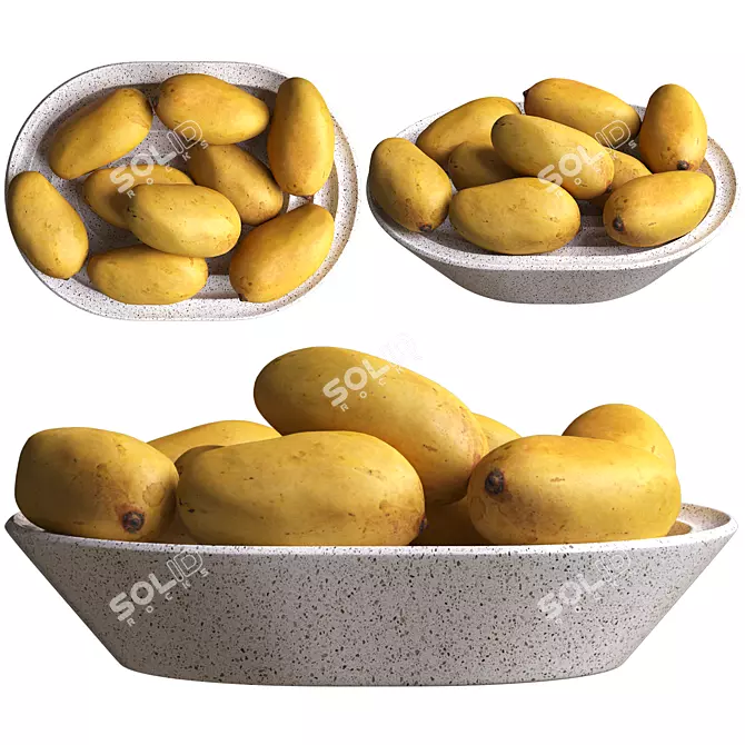 Tropical Mango Fruit Bowl 3D 3D model image 1