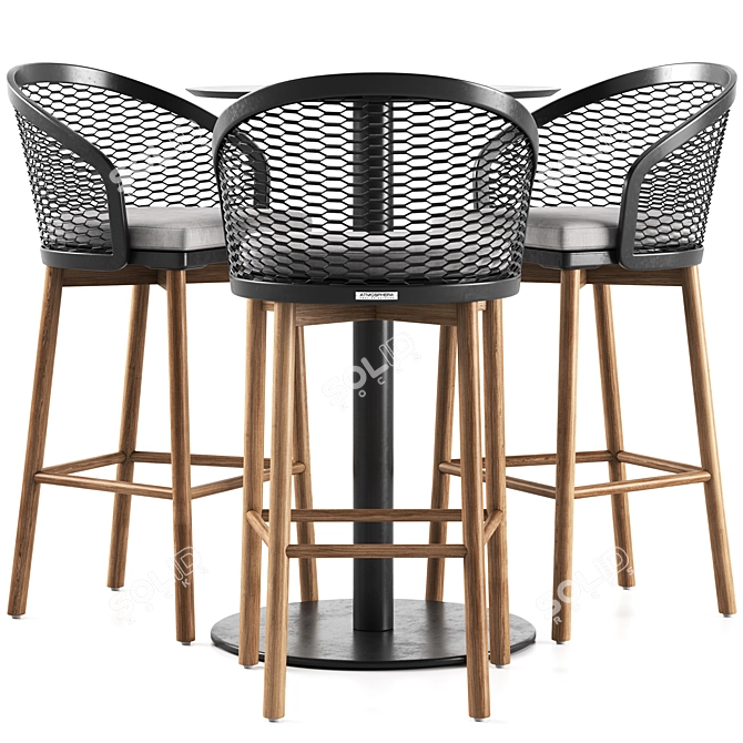  Italian Design Table Stool Combo 3D model image 3