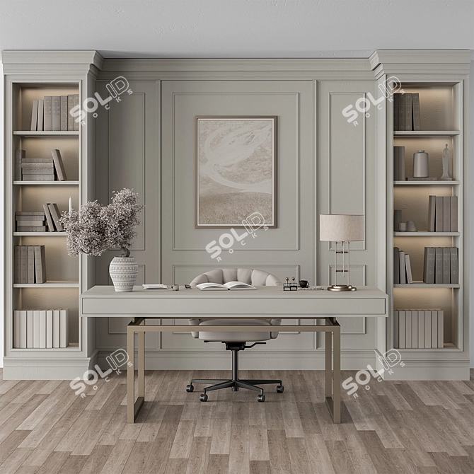 Executive Office Desk - Modern Design 3D model image 1