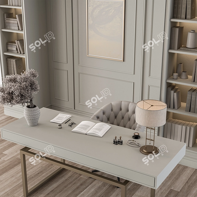 Executive Office Desk - Modern Design 3D model image 3