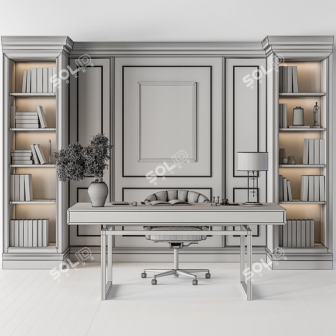 Executive Office Desk - Modern Design 3D model image 5