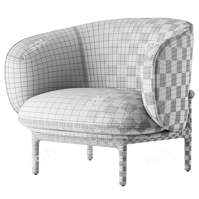Title: Artisan Mela Fabric Armchair 3D model image 7
