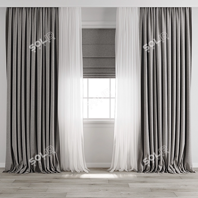 Vintage Curtain 3D Model Collection 3D model image 4