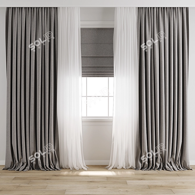 Vintage Curtain 3D Model Collection 3D model image 5