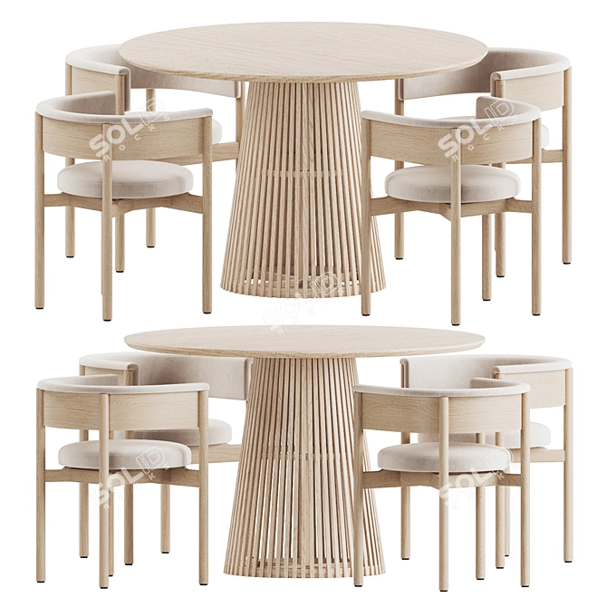 Urban Dining Set with Scandinavian Flair 3D model image 2