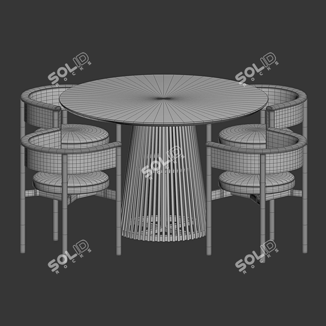 Urban Dining Set with Scandinavian Flair 3D model image 3