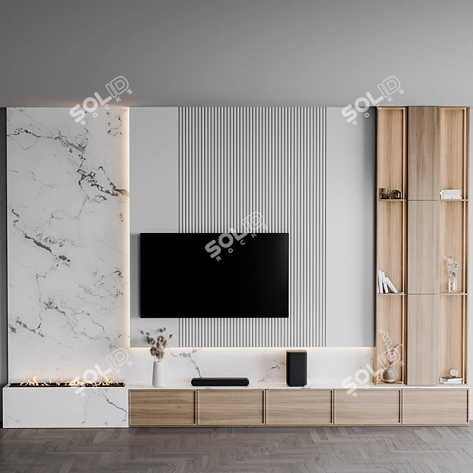 Modern TV Wall Kitchen Set 3D model image 1