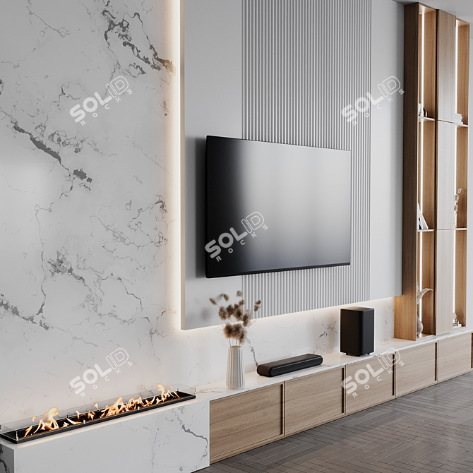 Modern TV Wall Kitchen Set 3D model image 3