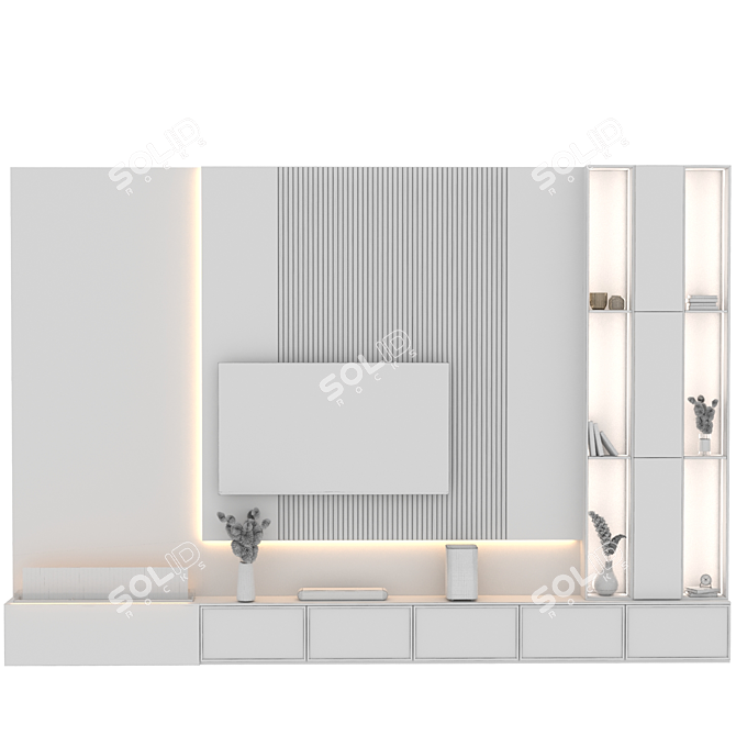 Modern TV Wall Kitchen Set 3D model image 8