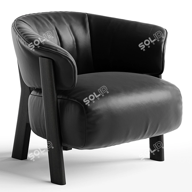 Elegant Modern Back Wing Armchair 3D model image 2