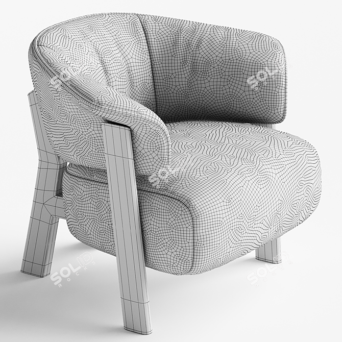 Elegant Modern Back Wing Armchair 3D model image 4