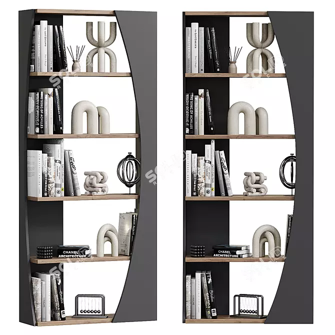 Sleek Modern Bookshelf for Corona 3D model image 1
