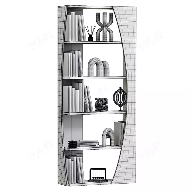 Sleek Modern Bookshelf for Corona 3D model image 2