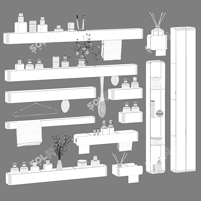 Tezza Bathroom Accessories Set 3D model image 4