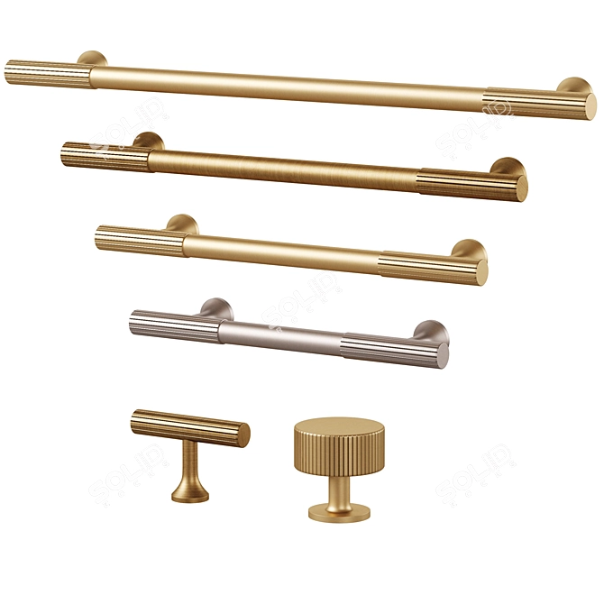 KANA Meraki Brass Handles Set 3D model image 1