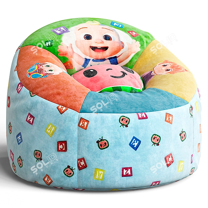 Cocomelon Polyester Round Bean Bag 3D model image 1