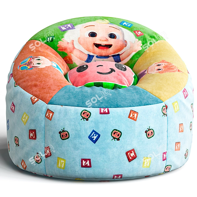 Cocomelon Polyester Round Bean Bag 3D model image 2
