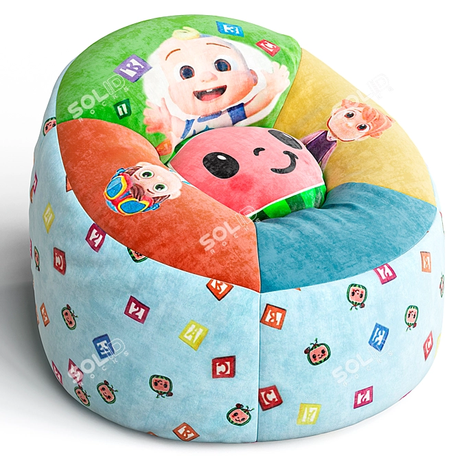 Cocomelon Polyester Round Bean Bag 3D model image 5