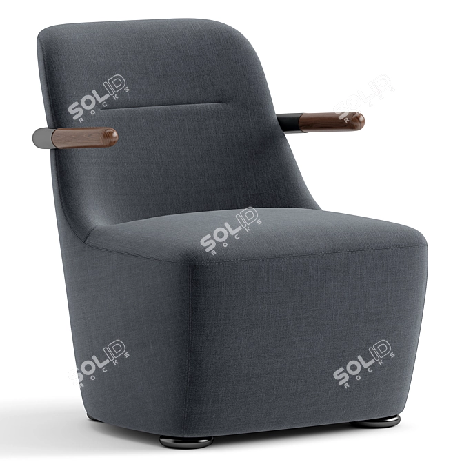 Velvet Fabric Jackson Armchair 3D model image 1