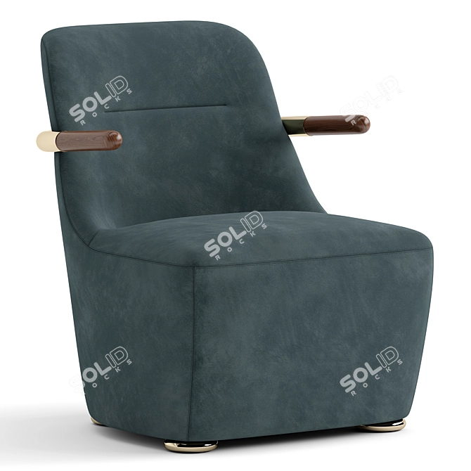 Velvet Fabric Jackson Armchair 3D model image 3