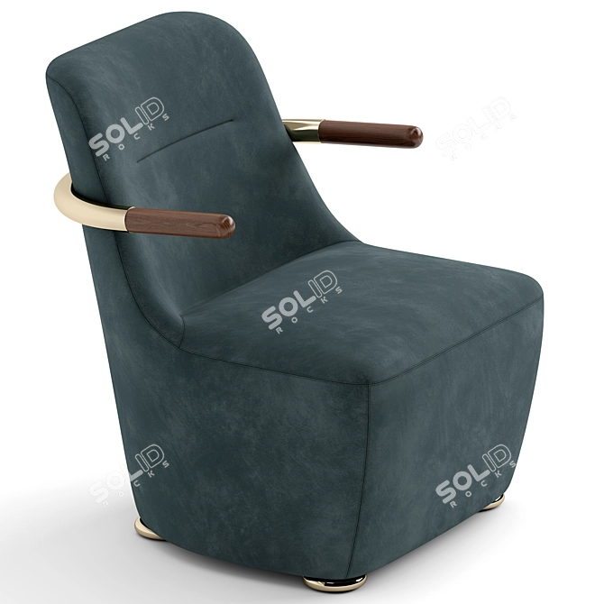 Velvet Fabric Jackson Armchair 3D model image 4